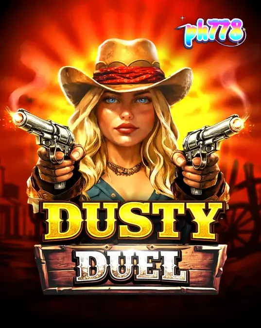 Isang tanawin ng Dusty Duel slot na nagpapakita ng revolver multiplier reel at mga simbolo ng Wild West.